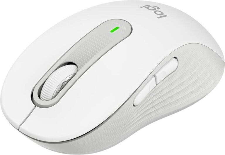 Mouse Sem Fio Logitech Signature M650 com Design de Tamanho Compacto, Clique Silencioso, Botões Laterais Personalizáveis, Conexão USB e Bluetooth – Branco